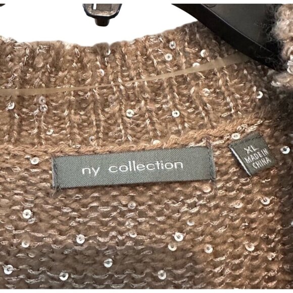 Ny Collection Womens Sequin Open Front Cardigan XL Polyester & Acrylic - Picture 4 of 10